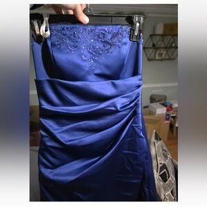 David’s Bridal Elegant Blue Satin Dress